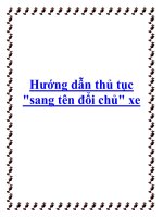Hướng dẫn thủ tục sang tên đổi chủ xe