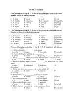 ĐỀ TRẮC NGHIỆM MÔN TIẾNG ANH - ĐỀ 1 potx