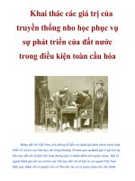 Khai thác các giá trị của truyền thống nho học phục vụ sự phát triển của đất nước trong điều kiện toàn cầu hóa doc