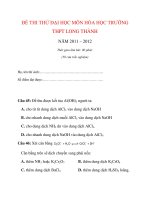 ĐỀ THI THỬ ĐẠI HỌC MÔN HÓA HỌC TRƯỜNG THPT LONG THÀNH NĂM 2011 – 2012 pps