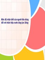 mức độ nhận biết thương hiệu nước tăng lực sting đối với thị trường sinh viên