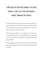 LIÊN QUAN CHUYÊN KHOA TAI MŨI HỌNG VỚI CÁC CHUYÊN KHOA KHÁC TRONG NGÀNH Y pps