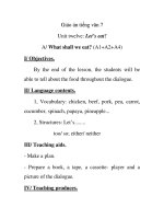 Giáo án tiếng tiếng anh lớp 7: Unit twelve: Let’s eat! doc