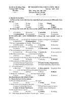 ĐỀ THI KIỂM TRA CHẤT LƯỢNG HK II Năm học : 2010 – 2011 Môn : Tiếng Anh - Trường THPT Tư thục Đồ Chiểu docx