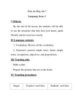 Giáo án tiếng anh lớp 7: Language focus docx