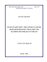 Đánh giá kiến thức, thực hành của bệnh nhi và bố, mẹ bệnh nhi trong điều trị dự phòng hen phế quản ở trẻ em
