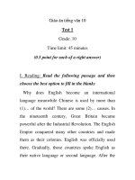Giáo án tiếng anh 10: test 1 Grade: 10 Time limit: 45 minutes ppsx