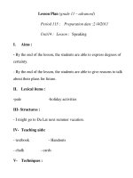 Lesson Plan (grade 11 – advanced) Period 115 pptx