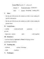 Lesson Plan 1(grade 11 – advanced) Period : 2 potx