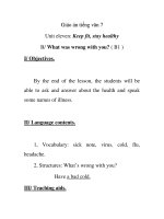 Giáo án tiếng tiếng anh lớp 7: Unit eleven: Keep fit, stay healthy ppsx