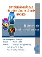 Bài tập quản trị tài chính khách sạn 