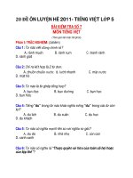 20 ĐỀ ÔN LUYỆN HÈ 2011- TIẾNG VIỆT LỚP 5 ĐỀ 7+8+9 pptx