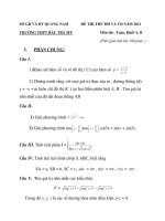 ĐỀ THI THỬ ĐH VÀ CĐ TRƯỜNG THPT BẮC TRÀ MY NĂM 2011 potx