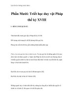 Lịch Sử Tư Tưởng trước Marx - Phần Mười: Triết học duy vật Pháp thế kỷ XVIII ppt