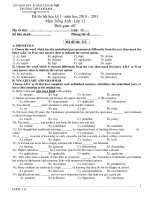 Đề thi hết học kỳ I - năm học 2010 - 2011 Môn Tiếng Anh - Lớp 12 - TRƯỜNG THPT CỔ LOA pdf
