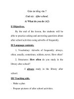 Giáo án tiếng anh lớp 7: Unit six: After school ppsx