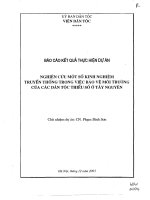 Nghiên cứu một số kinh nghiệm truyền thống trong việc bảo vệ môi trường của các dân tộc thiểu số ở tây nguyên