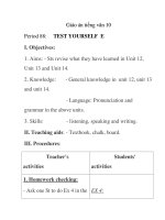Giáo án tiếng anh lớp 10: Period 88: TEST YOURSELF E ppsx