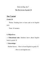Giáo án tiếng tiếng anh lớp 7: The first term of grade 10 docx