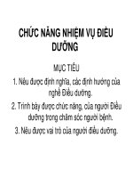 Giáo án khoa điều dưỡng - CHỨC NĂNG NHIỆM VỤ ĐIỀU DƯỠNG pdf