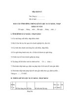 MẪU BÁO CÁO TÌNH HÌNH, THỐNG KÊ SỐ LIỆU XUẤT KHẨU, NHẬP KHẨU 03 NĂM potx