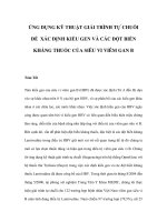 ỨNG DỤNG KỸ THUẬT GIẢI TRÌNH TỰ CHUỖI ĐỂ XÁC ĐỊNH KIỂU GEN VÀ CÁC ĐỘT BIẾN KHÁNG THUỐC CỦA SIÊU VI VIÊM GAN B ppt