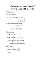 1 SỐ CÔNG THỨC CƠ BẢN CẦN THIẾT CHƯƠNG DAO ĐỘNG - LÍ LỚP 12 phần 2 ppsx