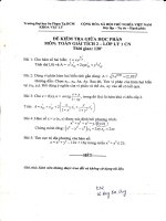 Đề thi khóa 32 trường ĐHSP năm 2 khoa vật lý - Giải tích 2 pdf