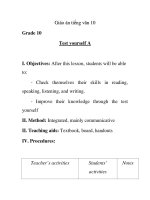 Giáo án tiếng anh 10: 0 Grade 10 Test yourself AI. pps