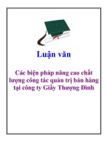 Đề tài: Các biện pháp nâng cao chất lượng công tác quản trị bán hàng tại công ty Giầy Thượng Đình potx