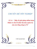 Luận văn “Một số giải pháp nhằm hoàn thiện cơ cấu tổ chức bộ máy quản trị của các tổng công ty 91” pptx