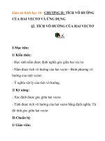Giáo án hình học 10: TÍCH VÔ HƯỚNG CỦA HAI VECTƠ VÀ ỨNG DỤNG docx