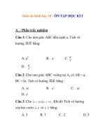 Giáo án hình học 10 : ÔN TẬP HỌC KÌ - 2 ppsx