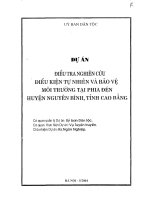 Điều tra nghiên cứu điều kiện tự nhiên và bảo vệ môi trường tại Phia Đén, huyện Nguyên Bình, tỉnh Cao Bằng