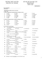 ĐỀ THI THỬ ĐẠI HỌC 2011 MÔN TIẾNG ANH - TRƯỜNG THPT CHUYÊN NGUYỄN TẤT THÀNH potx