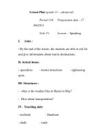 Lesson Plan (grade 11 – advanced) Period 124 ppt