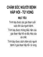 Giáo án khoa điều dưỡng - CHĂM SÓC NGƯỜI BỆNH HẤP HỐI - TỬ VONG potx