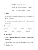 Lesson Plan 1(grade 11 – advanced) Period : 19 ppt