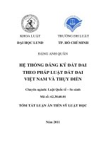 tóm tắt luận án tiếng việt  hệ thông đăng ký đất đai theo pháp luật đát đai việt nam và thủy điển