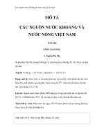Các nguồn nước khoáng & nước nóng Việt Nam - Mô tả các nguồn nước khoáng và nước nóng ở Việt Nam 1 doc