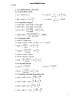 CÁC CÔNG THỨC LƯỢNG GIÁC CẦN NHỚ doc