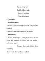 Giáo án tiếng tiếng anh lớp 7: Unit 2: School talks Lesson pptx