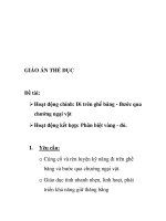 Giáo án mầm non chương trình đổi mới: Hoạt động chính: Đi trên ghế băng - Bước qua chướng ngại vật, Hoạt động kết hợp: Phân biệt vàng - đỏ. pps