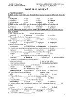 BỘ ĐỀ TRẮC NGHIỆM 2 - TRƯỜNG THPT TÂN HỒNG pptx