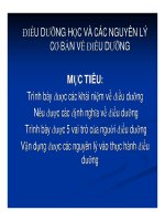 Giáo án khoa điều dưỡng - ĐIỀU DƯỠNG HỌC VÀ CÁC NGUYÊN LÝ CƠ BẢN VỀ ĐIỀU DƯỠNG pps