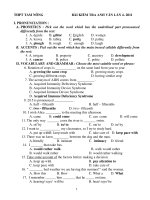 BÀI KIỂM TRA ANH VĂN LẦN 4 2011- THPT TAM NÔNG pptx