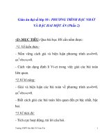 Giáo án đại số lớp 10 : PHƯƠNG TRÌNH BẬC NHẤT VÀ BẬC HAI MỘT ẨN (Phần 2) ppsx