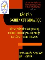 Thuyết trình đề tài: PHÂN TÍCH MỐI QUAN HỆ CHI PHÍ – KHỐI LƯỢNG – LỢI NHUẬN TẠI CÔNG TY TNHH THUẬN DƯ docx