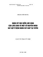 Nhận xét đặc điểm lâm sàng cận lâm sàng và một số nguyên nhân hay gặp ở bệnh nhân suy giáp tại tuyến