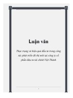 Thực trạng và hiệu quả đầu tư trong công tác phát triển đô thị mới tại công ty cổ phần đàu tư tài chính việt thành